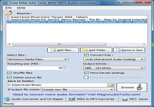 Aperçu de Free M4A AAC OGG WAV MP3 audio converter