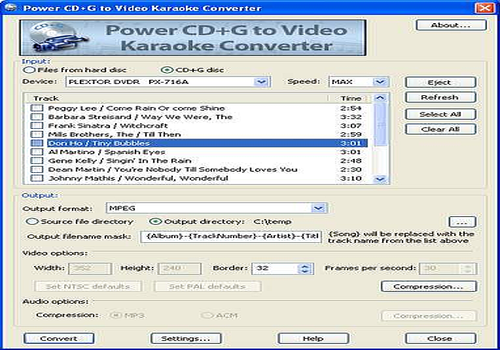 Aperçu de Power CD+G to Video Karaoke Converter