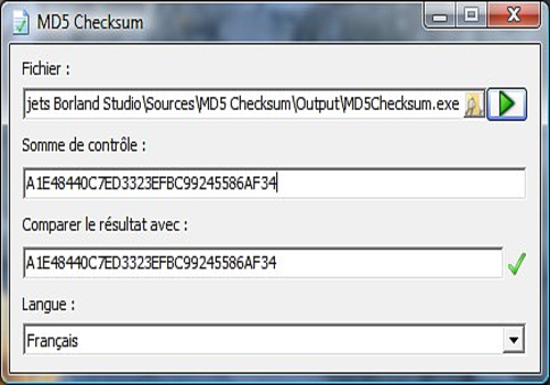 Aperçu de MD5 Checksum