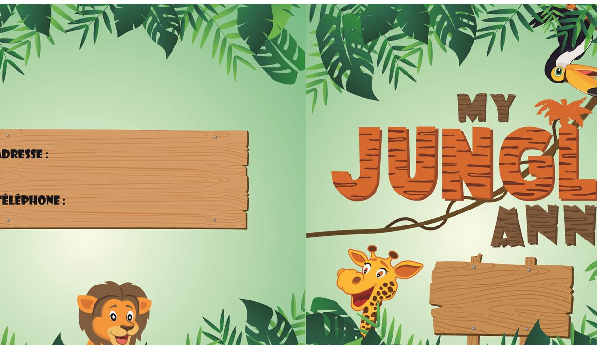 Invitation anniversaire thème jungle ou Safari : La boite à Nanny
